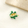 Picture of 1 Piece Eco-friendly Brass Pet Silhouette Charms 18K Real Gold Plated Green Enamel Frog Animal 3D 25mm x 23mm