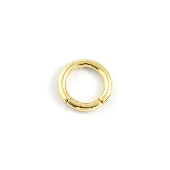Bild von 2 Stück Umweltfreundlich Messing Scharnier Segment Clicker Ring Großhandel Rund 18K Echtgold plattiert 12.5mm D.