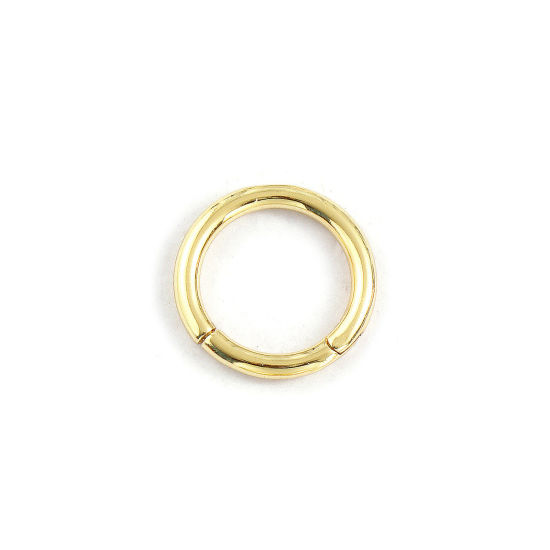Bild von 2 Stück Umweltfreundlich Messing Scharnier Segment Clicker Ring Großhandel Rund 18K Echtgold plattiert 16mm D.