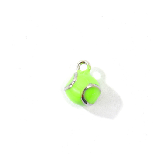 Imagen de 2 Unidades Latón Deporte Colgantes Platino Chapado Amarillo Fluorescente Esmalte Pelota de Tenis 3D 9mm x 7mm