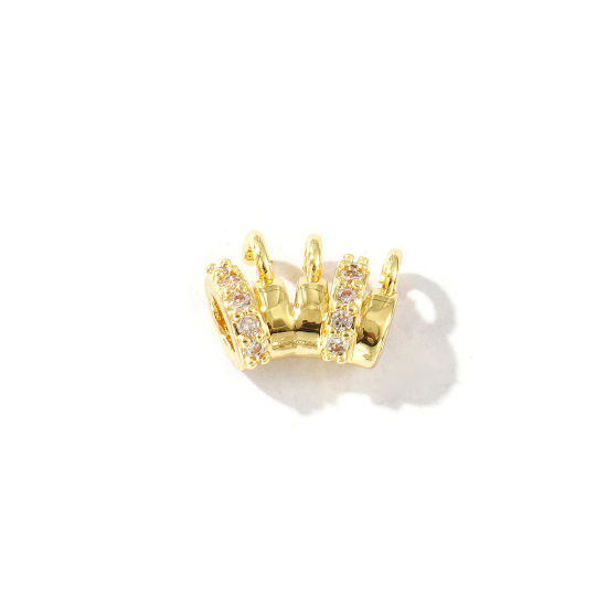 Image de 2 Pcs Perle Bélière avec Boucle Accessories pour DIY Fabrication de Bijoux en Laiton Plaqué Or 18K Micro Pave à Zircone Cubique Clair 10.5mm x 8mm