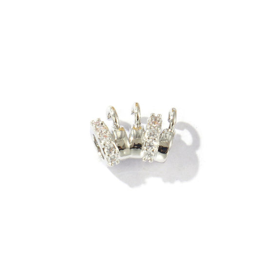 Image de 2 Pcs Perle Bélière avec Boucle Accessories pour DIY Fabrication de Bijoux en Laiton Plaqué Platine Micro Pave à Zircone Cubique Clair 10.5mm x 8mm