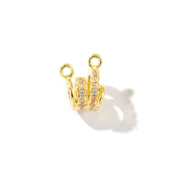 Image de 2 Pcs Perle Bélière avec Boucle Accessories pour DIY Fabrication de Bijoux en Laiton Plaqué Or 18K Micro Pave à Zircone Cubique Clair 13mm x 10mm