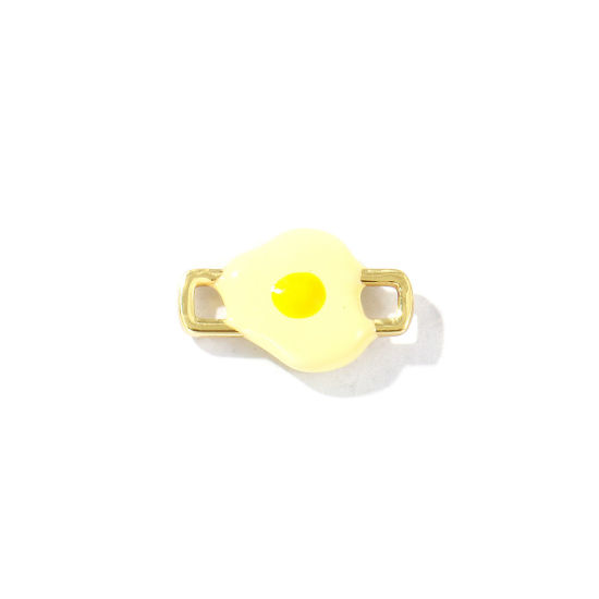 Bild von 2 Stück Messing Steckverbinder Charms Anhänger 18K Vergoldet Gelb Emaille Ei 3D 20mm x 13mm