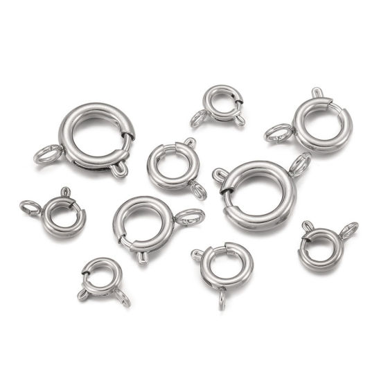 5 個 エコフレンドリー 304ステンレス鋼 スプリングリングクラスプ シルバートーン 18mm 直径、 の画像