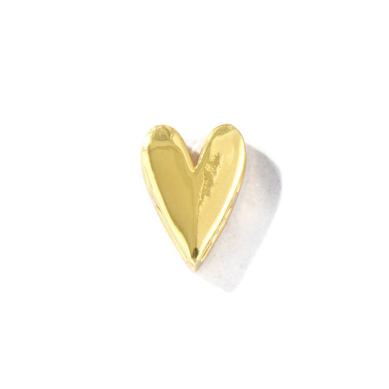 Imagen de 2 Unidades Latón día de San Valentín Cuentas Para Hacer Joyas De Bricolaje Chapado en Oro de 18K Corazón Llana 15mm x 11mm