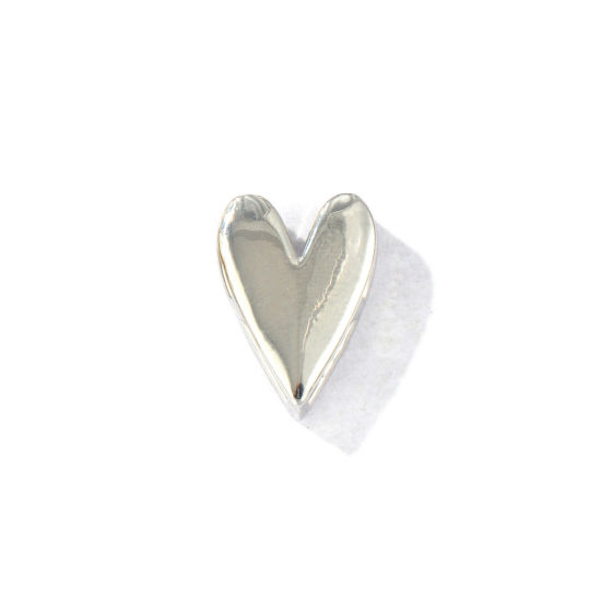Imagen de 2 Unidades Latón día de San Valentín Cuentas Para Hacer Joyas De Bricolaje Platino Chapado Corazón Llana 15mm x 11mm