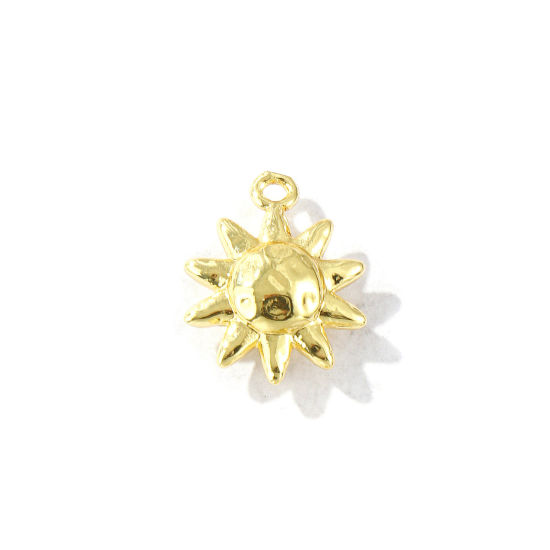 Imagen de 2 Unidades Latón Galaxia Colgantes Chapado en Oro de 18K Sol 3D 15mm x 12mm