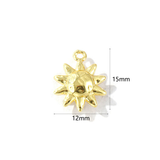 Imagen de 2 Unidades Latón Galaxia Colgantes Chapado en Oro de 18K Sol 3D 15mm x 12mm