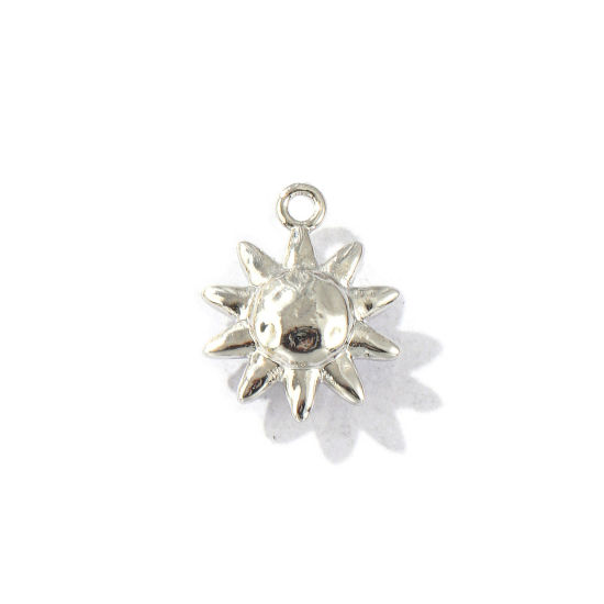 Imagen de 2 Unidades Latón Galaxia Colgantes Platino Chapado Sol 3D 15mm x 12mm