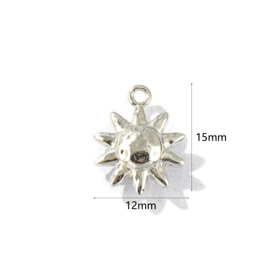 Imagen de 2 Unidades Latón Galaxia Colgantes Platino Chapado Sol 3D 15mm x 12mm