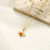 Picture of 2 PCs Brass Insect Charm Pendant 18K Gold Plated Bee Animal Acrylic Imitation Pearl Clear Rhinestone 19mm x 16mm