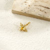 Picture of 2 PCs Brass Insect Charm Pendant 18K Gold Plated Bee Animal Acrylic Imitation Pearl Clear Rhinestone 19mm x 16mm