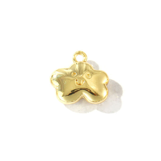 Picture of 2 PCs Brass Weather Collection Charms Wholesale 18K Real Gold Plated Cloud Smile 12mm x 11mm