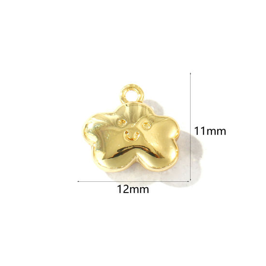 Picture of 2 PCs Brass Weather Collection Charms Wholesale 18K Real Gold Plated Cloud Smile 12mm x 11mm
