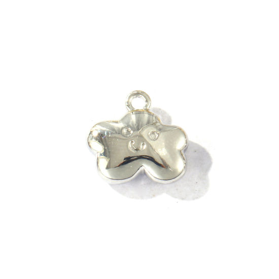 Picture of 2 PCs Brass Weather Collection Charms Wholesale Real Platinum Plated Cloud Smile 12mm x 11mm