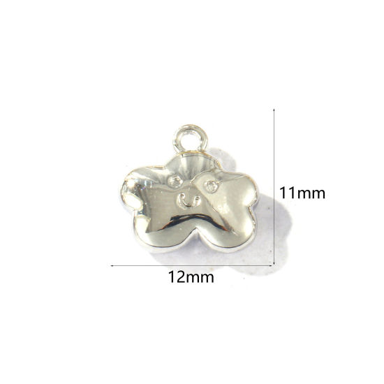 Picture of 2 PCs Brass Weather Collection Charms Wholesale Real Platinum Plated Cloud Smile 12mm x 11mm