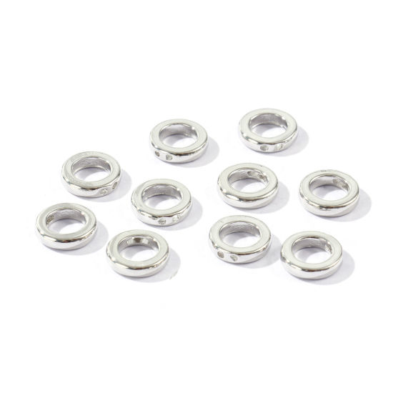 10 個 エコフレンドリー 真鍮 エンドパーツ カツラ キャップ式留め具 エンドパーツ 紐留めパーツ 卸売り 円形 リアルプラチナメッキ 9mm直径、 の画像