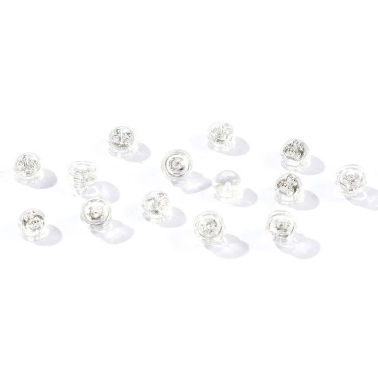 Picture of 50 PCs Brass & Silicone Ear Nuts Post Stopper Earring Findings Wholesale Real Platinum Plated 5mm x 4mm
