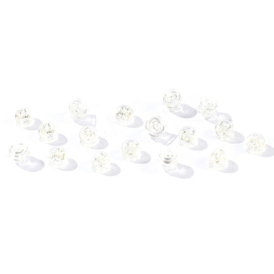 Picture of 50 PCs Brass & Silicone Ear Nuts Post Stopper Earring Findings Wholesale 925 Sterling Silver Plated 5mm x 4mm