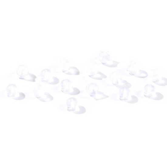 Picture of 50 PCs Brass & Silicone Ear Nuts Post Stopper Earring Findings Wholesale Transparent Clear 5mm x 4mm