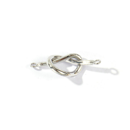 Image de 2 Pcs Connecteurs Pendentifs Breloques En Gros La Saint Valentin en Laiton Plaqué Platine Nœud D'Amour 24mm x 10mm