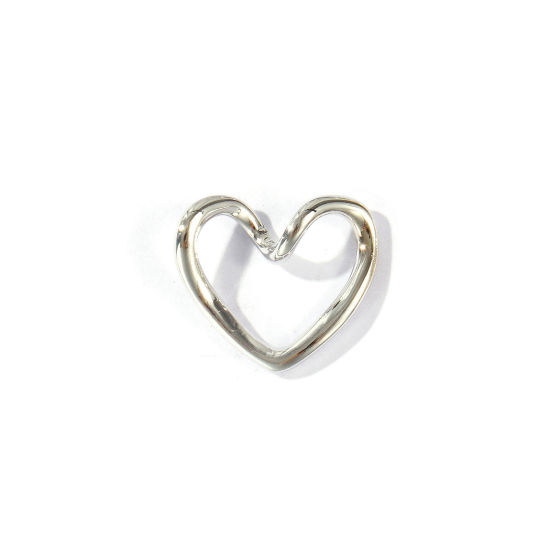 Image de 2 Pcs Connecteurs Pendentifs Breloques En Gros La Saint Valentin en Laiton Plaqué Platine Cœur Creux 18mm x 15.5mm