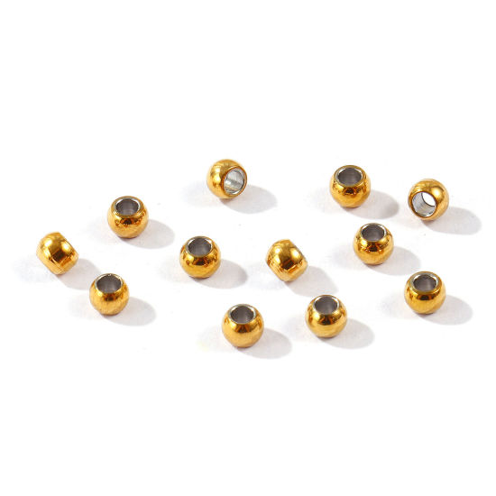 20 個 エコフレンドリー PVD 304ステンレス鋼 ビーズ DIY りド ジュエリー アクセサリーを作る 卸売り 18Kゴールドメッキ 円形 ブランク 3mm 直径、 穴：約 1.4mm、 の画像