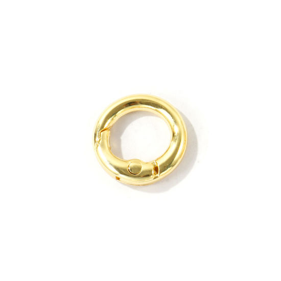Immagine di 5 Pz Ecologico Ottone Fibbia a Molla All'Ingrosso Tondo 14K Vero Oro Placcato 17mm Dia