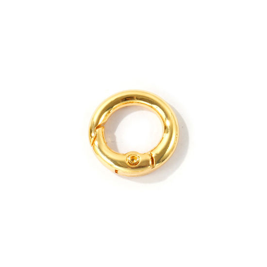 Immagine di 5 Pz Ecologico Ottone Fibbia a Molla All'Ingrosso Tondo 18K Vero Oro Placcato 17mm Dia