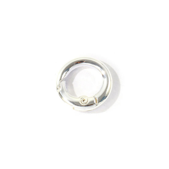 Immagine di 5 Pz Ecologico Ottone Fibbia a Molla All'Ingrosso Tondo Argento Sterling 925 Placcato 17mm Dia