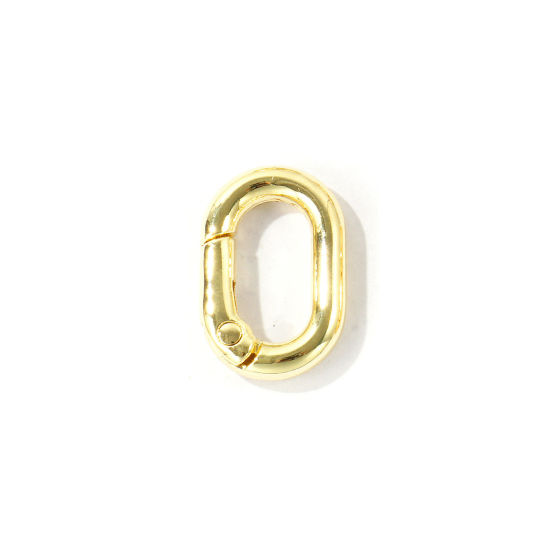 Immagine di 5 Pz Ecologico Ottone Fibbia a Molla All'Ingrosso Ovale 14K Vero Oro Placcato 21mm x 14mm
