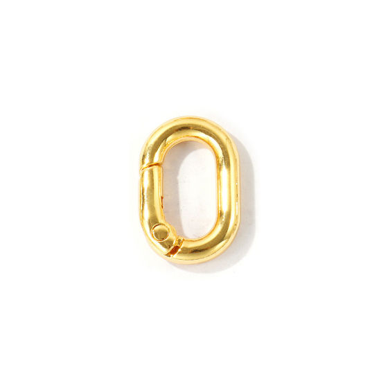 Immagine di 5 Pz Ecologico Ottone Fibbia a Molla All'Ingrosso Ovale 18K Vero Oro Placcato 21mm x 14mm