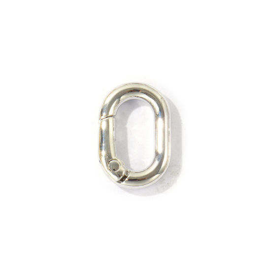 Immagine di 5 Pz Ecologico Ottone Fibbia a Molla All'Ingrosso Ovale Vero Platino Placcato 21mm x 14mm