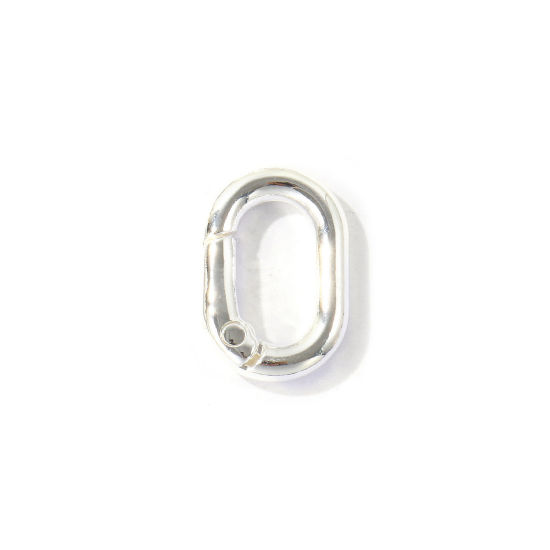 Immagine di 5 Pz Ecologico Ottone Fibbia a Molla All'Ingrosso Ovale Argento Sterling 925 Placcato 21mm x 14mm
