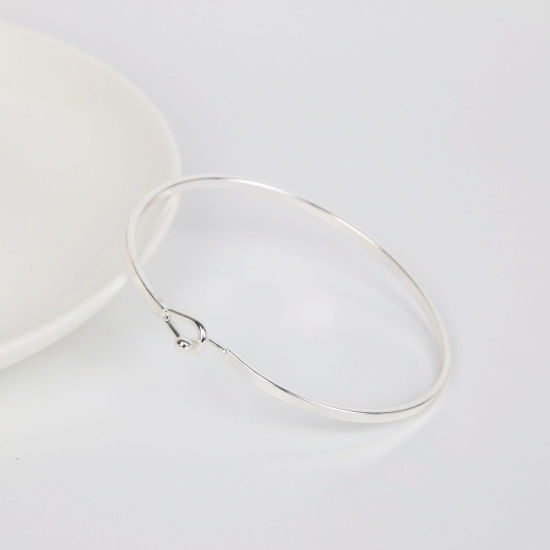 Image de 1 Pièce Bracelets En Gros en Laiton Argenté 6.2cm Dia.