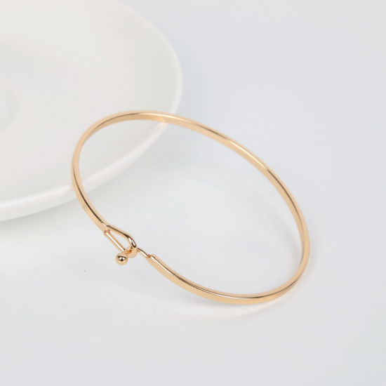 Image de 1 Pièce Bracelets En Gros en Laiton Plaqué Or 14K 6.2cm Dia.