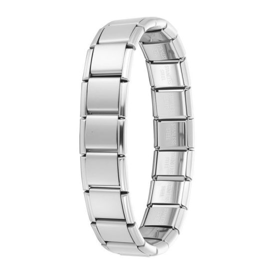 Image de Bracelets Modulaires à Maillons de Pendentifs Italiens En Gros Argent Mat en 304 Acier Inoxydable, Respectueux de la Nature, Unisexe Simple À la Mode Cadeau Fournitures de Bijoux 19.5cm long, 13mm large, 1 Pièce