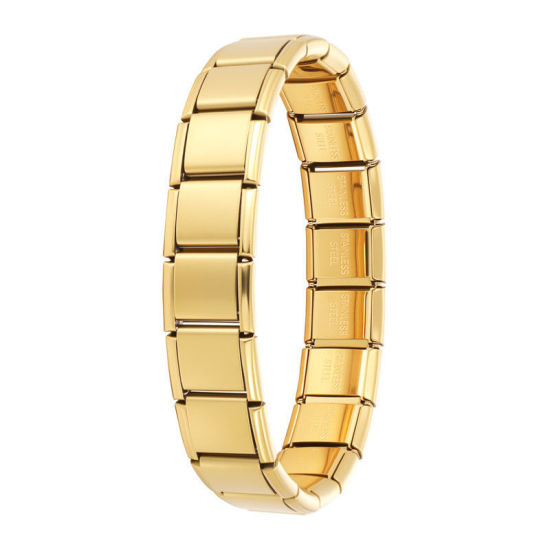 Image de Bracelets Modulaires à Maillons de Pendentifs Italiens En Gros Doré en 304 Acier Inoxydable, Respectueux de la Nature, Unisexe Simple À la Mode Cadeau Fournitures de Bijoux 19.5cm long, 13mm large, 1 Pièce