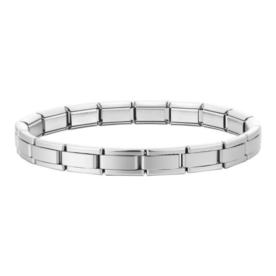 Image de Bracelets Modulaires à Maillons de Pendentifs Italiens En Gros Argent Mat en 304 Acier Inoxydable, Respectueux de la Nature, Unisexe Simple À la Mode Cadeau Fournitures de Bijoux 17.5cm long, 7mm large, 1 Pièce