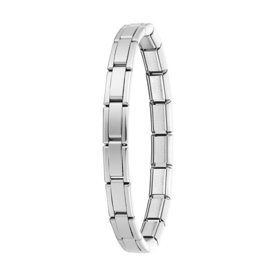 Image de Bracelets Modulaires à Maillons de Pendentifs Italiens En Gros Argent Mat en 304 Acier Inoxydable, Respectueux de la Nature, Unisexe Simple À la Mode Cadeau Fournitures de Bijoux 17.5cm long, 7mm large, 1 Pièce