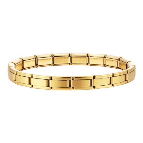 Image de Bracelets Modulaires à Maillons de Pendentifs Italiens En Gros Doré en 304 Acier Inoxydable, Respectueux de la Nature, Unisexe Simple À la Mode Cadeau Fournitures de Bijoux 17.5cm long, 7mm large, 1 Pièce