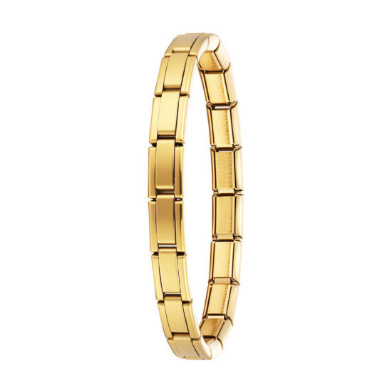 Image de Bracelets Modulaires à Maillons de Pendentifs Italiens En Gros Doré en 304 Acier Inoxydable, Respectueux de la Nature, Unisexe Simple À la Mode Cadeau Fournitures de Bijoux 17.5cm long, 7mm large, 1 Pièce