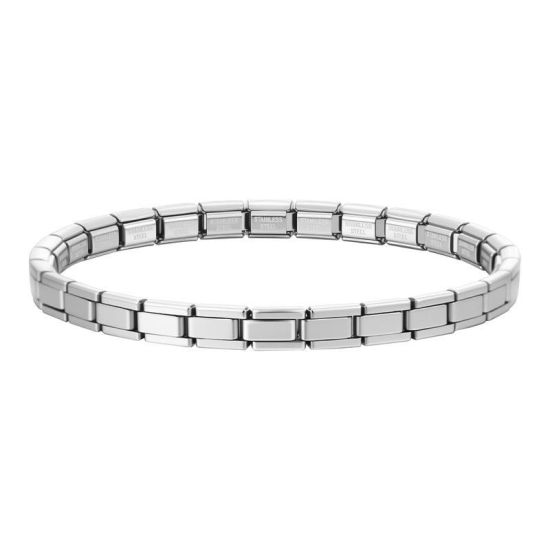 Image de Bracelets Modulaires à Maillons de Pendentifs Italiens En Gros Argent Mat en 304 Acier Inoxydable, Respectueux de la Nature, Unisexe Simple À la Mode Cadeau Fournitures de Bijoux 17.5cm long, 5mm large, 1 Pièce
