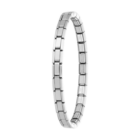 Image de Bracelets Modulaires à Maillons de Pendentifs Italiens En Gros Argent Mat en 304 Acier Inoxydable, Respectueux de la Nature, Unisexe Simple À la Mode Cadeau Fournitures de Bijoux 17.5cm long, 5mm large, 1 Pièce