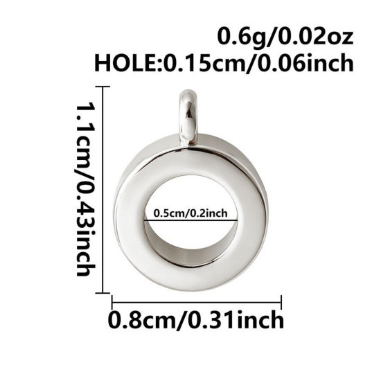 Picture of 3 PCs Eco-friendly 316 Stainless Steel Bail Beads With Loop For DIY Jewelry Making Findings Wholesale Round Silver Tone 11mm x 8mm