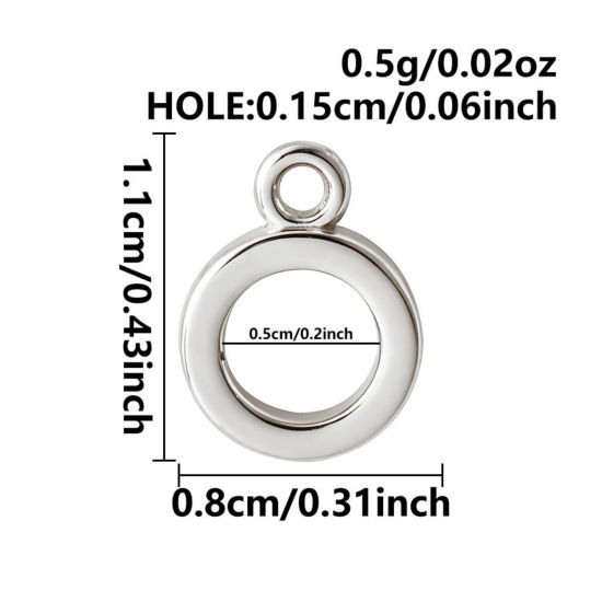 Picture of 3 PCs Eco-friendly 316 Stainless Steel Bail Beads With Loop For DIY Jewelry Making Findings Wholesale Round Silver Tone 11mm x 8mm