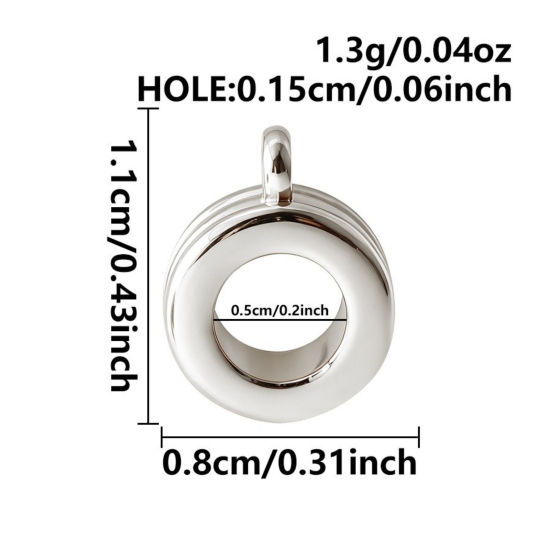 Picture of 3 PCs Eco-friendly 316 Stainless Steel Bail Beads With Loop For DIY Jewelry Making Findings Wholesale Round Silver Tone 11mm x 8mm