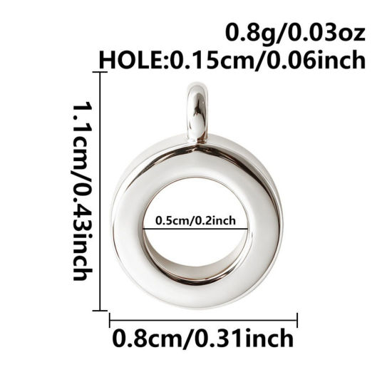 Picture of 3 PCs Eco-friendly 316 Stainless Steel Bail Beads With Loop For DIY Jewelry Making Findings Wholesale Round Silver Tone 11mm x 8mm