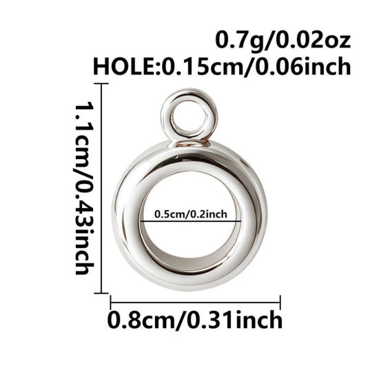 Picture of 3 PCs Eco-friendly 316 Stainless Steel Bail Beads With Loop For DIY Jewelry Making Findings Wholesale Round Silver Tone 11mm x 8mm